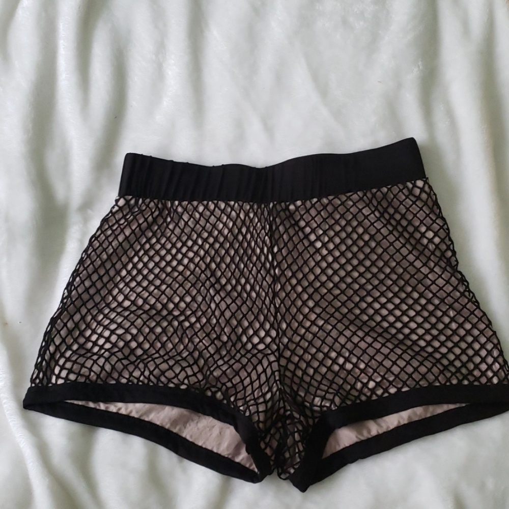 Fishnet overlay shorts size small